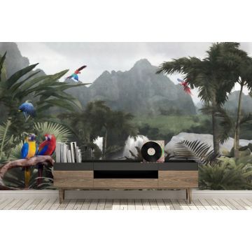 Обои виниловые на флизелине Design Studio 3D (Дизайн Студио 3Д) Джунгли Тропический водопад Песок (DJ-017)