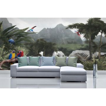 Обои виниловые на флизелине Design Studio 3D (Дизайн Студио 3Д) Джунгли Тропический водопад Песок (DJ-017)