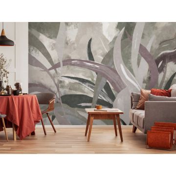Обои виниловые на флизелине Design Studio 3D (Дизайн Студио 3Д) Avangard Дизайнерские листья в пастельных тонах Бесшовная Фреска Ultra (AVG-020)