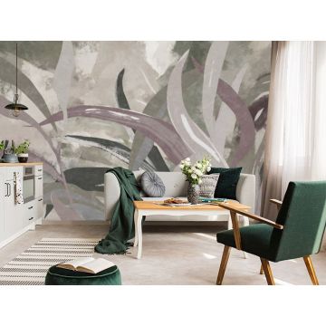 Обои виниловые на флизелине Design Studio 3D (Дизайн Студио 3Д) Avangard Дизайнерские листья в пастельных тонах Бесшовная Фреска Ultra (AVG-020)