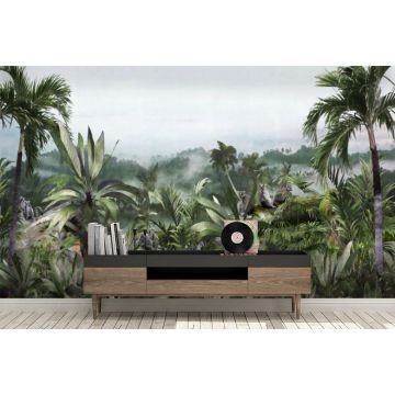 Обои виниловые на флизелине Design Studio 3D (Дизайн Студио 3Д) Джунгли Лимуры в тропиках Бесшовная Фреска Ultra (DJ-019)