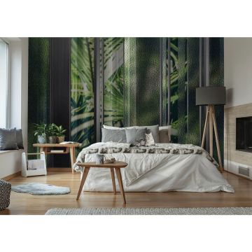 Обои виниловые на флизелине Design Studio 3D (Дизайн Студио 3Д) За стеклом Крупные тропические листья за стеклом Песок (TG-001)