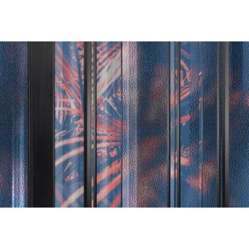 Обои виниловые на флизелине Design Studio 3D (Дизайн Студио 3Д) За стеклом Крупные красные тропические листья за стеклом Бесшовная Фреска Ultra (TG-004)