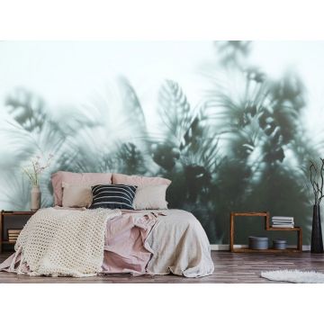 Обои виниловые на флизелине Design Studio 3D (Дизайн Студио 3Д) За стеклом Тропические листья в дымке Песок (TG-008)
