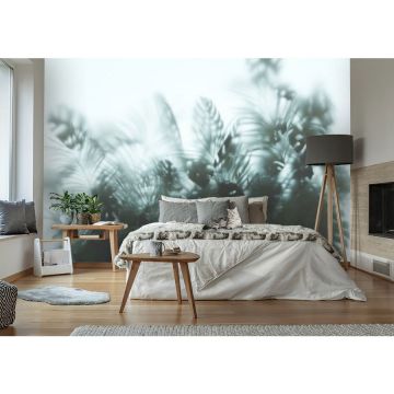 Обои виниловые на флизелине Design Studio 3D (Дизайн Студио 3Д) За стеклом Тропические листья в дымке Бесшовная Фреска Classic (TG-008)