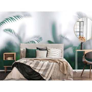 Обои виниловые на флизелине Design Studio 3D (Дизайн Студио 3Д) За стеклом Тропические листья в тумане Песок (TG-009)