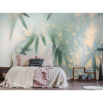 Обои виниловые на флизелине Design Studio 3D (Дизайн Студио 3Д) За стеклом Листья бамбука в плотном тумане Канвас (TG-011)