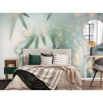 Обои виниловые на флизелине Design Studio 3D (Дизайн Студио 3Д) За стеклом Листья бамбука в плотном тумане Бесшовная Фреска Гранд (TG-011)