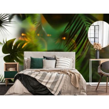 Обои виниловые на флизелине Design Studio 3D (Дизайн Студио 3Д) За стеклом Тропики за стеклом Бесшовная Фреска Ultra (TG-013)