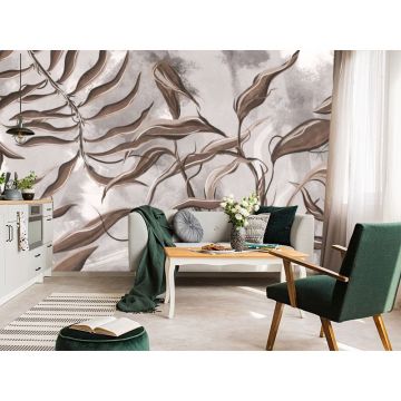 Обои виниловые на флизелине Design Studio 3D (Дизайн Студио 3Д) Avangard Переплетающиеся ветви в теплых тонах Бесшовная Фреска Ultra (AVG-002)