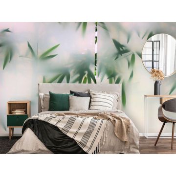 Обои виниловые на флизелине Design Studio 3D (Дизайн Студио 3Д) За стеклом Тропические листья за стеклом Бесшовная Фреска Гранд (TG-014)