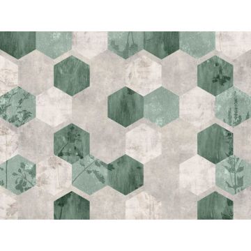 Обои виниловые на флизелине Design Studio 3D (Дизайн Студио 3Д) Изумруд Шестиугольники в изумрудном цвете Песок (EMD-001)