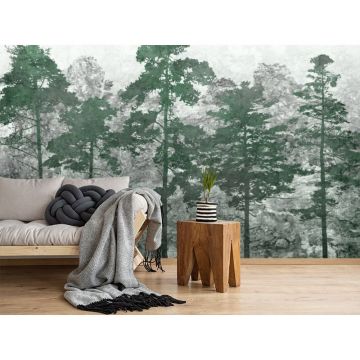 Обои виниловые на флизелине Design Studio 3D (Дизайн Студио 3Д) Изумруд Изумрудные деревья на хосте Акварель (EMD-002)