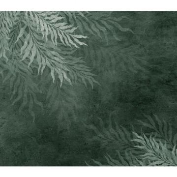 Обои виниловые на флизелине Design Studio 3D (Дизайн Студио 3Д) Изумруд Листья на бетоне в изумрудном цвете Акварель (EMD-003)