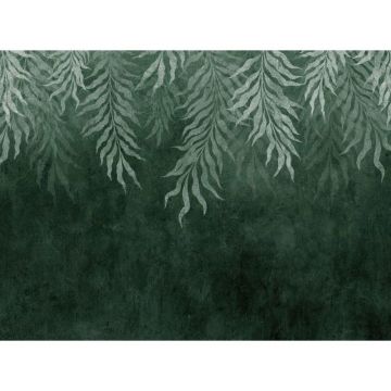 Обои виниловые на флизелине Design Studio 3D (Дизайн Студио 3Д) Изумруд Ниспадающие лиситя в изумрудном цвете Бесшовная Фреска Classic (EMD-004)