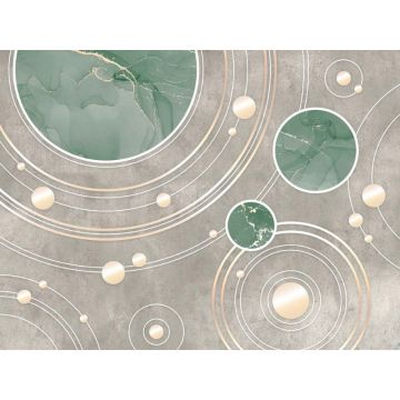 Обои виниловые на флизелине Design Studio 3D (Дизайн Студио 3Д) Изумруд Геометрия с изумрудными флюидами Бесшовная Фреска Ultra (EMD-006)
