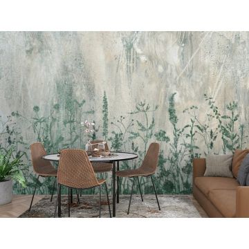 Обои виниловые на флизелине Design Studio 3D (Дизайн Студио 3Д) Изумруд Изумрудные травинки на холсте Акварель (EMD-007)