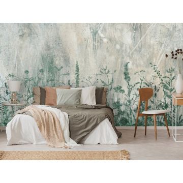 Обои виниловые на флизелине Design Studio 3D (Дизайн Студио 3Д) Изумруд Изумрудные травинки на холсте Акварель (EMD-007)