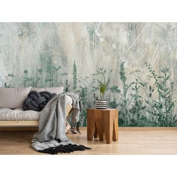 Обои виниловые на флизелине Design Studio 3D (Дизайн Студио 3Д) Изумруд Изумрудные травинки на холсте Бесшовная Фреска Ultra (EMD-007)