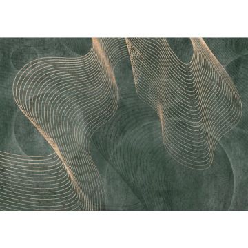 Обои виниловые на флизелине Design Studio 3D (Дизайн Студио 3Д) Изумруд Линии на изумрудном фоне Песок (EMD-010)