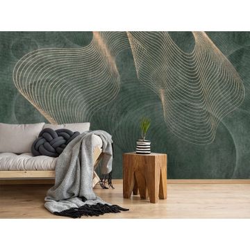 Обои виниловые на флизелине Design Studio 3D (Дизайн Студио 3Д) Изумруд Линии на изумрудном фоне Бесшовная Фреска Ultra (EMD-010)