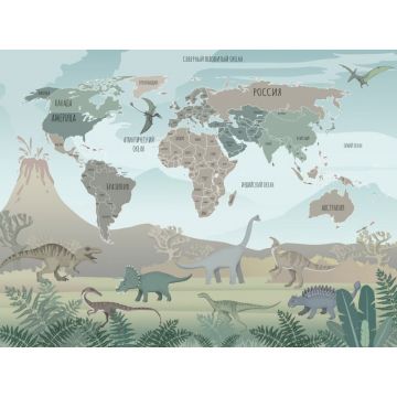 Обои виниловые на флизелине Design Studio 3D (Дизайн Студио 3Д) Карты Карта с динозаврами Канвас (CM-001)