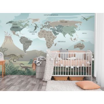 Обои виниловые на флизелине Design Studio 3D (Дизайн Студио 3Д) Карты Карта с динозаврами Канвас (CM-001)