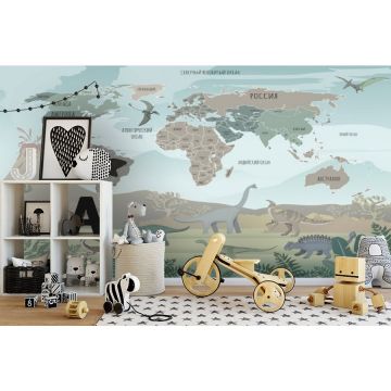 Обои виниловые на флизелине Design Studio 3D (Дизайн Студио 3Д) Карты Карта с динозаврами Акварель (CM-001)