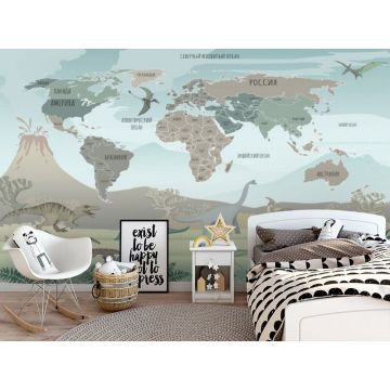 Обои виниловые на флизелине Design Studio 3D (Дизайн Студио 3Д) Карты Карта с динозаврами Бесшовная Фреска Classic (CM-001)