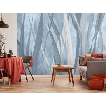 Обои виниловые на флизелине Design Studio 3D (Дизайн Студио 3Д) Avangard Стебли травы красками небесного цвета Бесшовная Фреска Гранд (AVG-023)