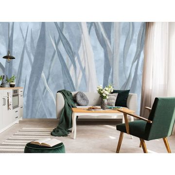 Обои виниловые на флизелине Design Studio 3D (Дизайн Студио 3Д) Avangard Стебли травы красками небесного цвета Бесшовная Фреска Classic (AVG-023)