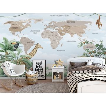 Обои виниловые на флизелине Design Studio 3D (Дизайн Студио 3Д) Карты Бежевая карта между тропиков Канвас (CM-005)