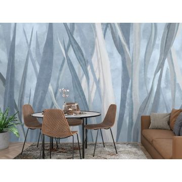 Обои виниловые на флизелине Design Studio 3D (Дизайн Студио 3Д) Avangard Стебли травы красками небесного цвета Бесшовная Фреска Ultra (AVG-023)