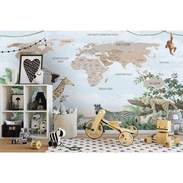 Обои виниловые на флизелине Design Studio 3D (Дизайн Студио 3Д) Карты Бежевая карта между тропиков Бесшовная Фреска Гранд (CM-005)