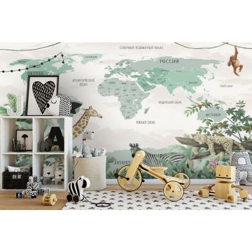 Обои виниловые на флизелине Design Studio 3D (Дизайн Студио 3Д) Карты Зеленая карта между тропиков Канвас (CM-006)