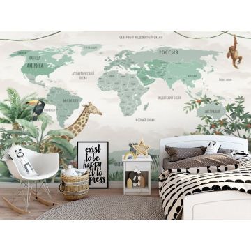 Обои виниловые на флизелине Design Studio 3D (Дизайн Студио 3Д) Карты Зеленая карта между тропиков Бесшовная Фреска Гранд (CM-006)