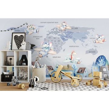 Обои виниловые на флизелине Design Studio 3D (Дизайн Студио 3Д) Карты Карта с домами в холодных тонах Акварель (CM-009)