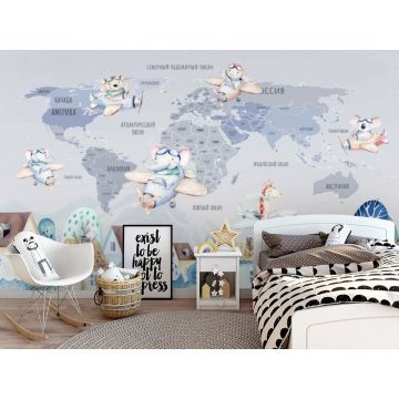 Обои виниловые на флизелине Design Studio 3D (Дизайн Студио 3Д) Карты Карта с домами в холодных тонах Бесшовная Фреска Гранд (CM-009)