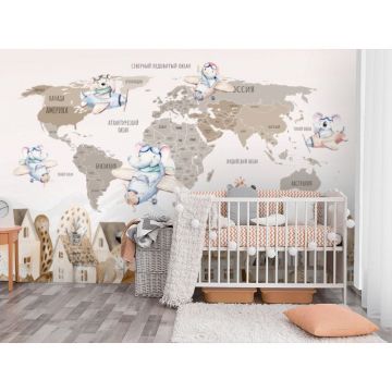 Обои виниловые на флизелине Design Studio 3D (Дизайн Студио 3Д) Карты Карта с домами в теплых тонах Песок (CM-010)