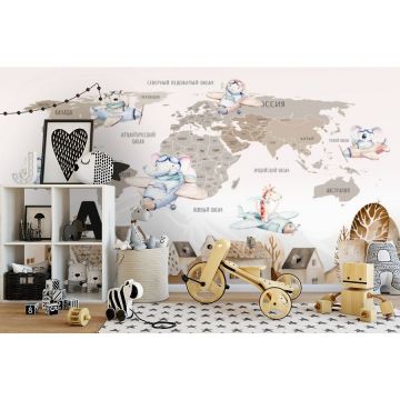 Обои виниловые на флизелине Design Studio 3D (Дизайн Студио 3Д) Карты Карта с домами в теплых тонах Канвас (CM-010)