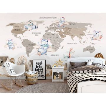 Обои виниловые на флизелине Design Studio 3D (Дизайн Студио 3Д) Карты Карта с домами в теплых тонах Бесшовная Фреска Ultra (CM-010)