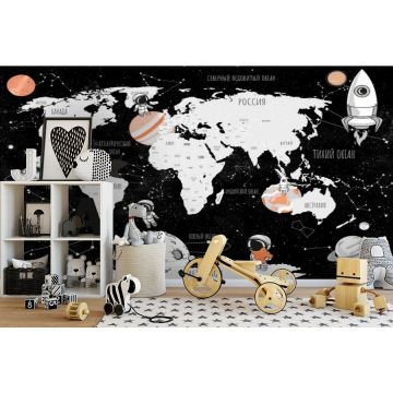 Обои виниловые на флизелине Design Studio 3D (Дизайн Студио 3Д) Карты Космическая карта на черном Песок (CM-019)