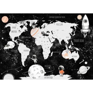 Обои виниловые на флизелине Design Studio 3D (Дизайн Студио 3Д) Карты Космическая карта на черном Канвас (CM-019)