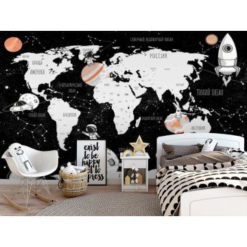 Обои виниловые на флизелине Design Studio 3D (Дизайн Студио 3Д) Карты Космическая карта на черном Бесшовная Фреска Гранд (CM-019)