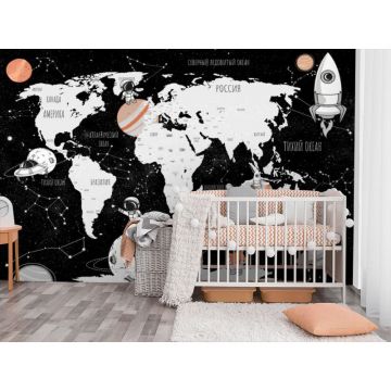 Обои виниловые на флизелине Design Studio 3D (Дизайн Студио 3Д) Карты Космическая карта на черном Бесшовная Фреска Ultra (CM-019)