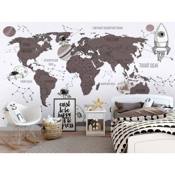 Обои виниловые на флизелине Design Studio 3D (Дизайн Студио 3Д) Карты Космическая карта на белом Песок (CM-020)