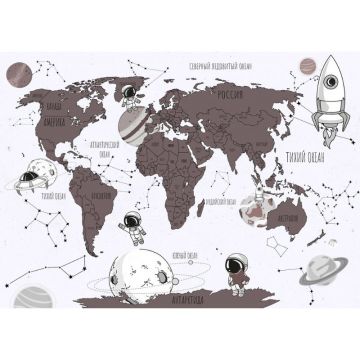 Обои виниловые на флизелине Design Studio 3D (Дизайн Студио 3Д) Карты Космическая карта на белом Бесшовная Фреска Гранд (CM-020)