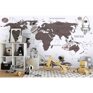 Обои виниловые на флизелине Design Studio 3D (Дизайн Студио 3Д) Карты Космическая карта на белом Бесшовная Фреска Ultra (CM-020)