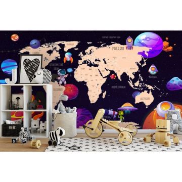 Обои виниловые на флизелине Design Studio 3D (Дизайн Студио 3Д) Карты Футуристичная космическая карта на темном Песок (CM-021)