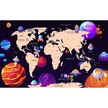 Обои виниловые на флизелине Design Studio 3D (Дизайн Студио 3Д) Карты Футуристичная космическая карта на темном Бесшовная Фреска Classic (CM-021)